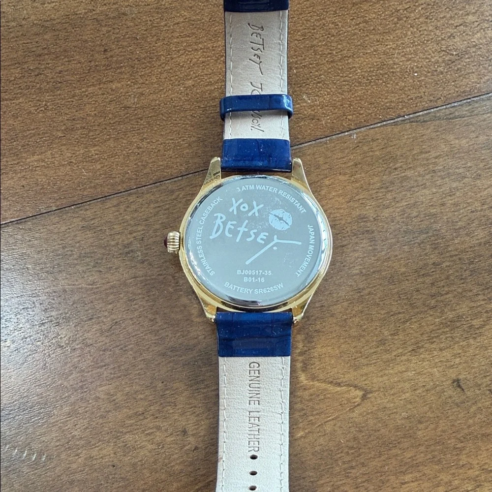 Betsey Johnson Gold and Blue Evil Eye Motif Watch - Picture 2 of 6